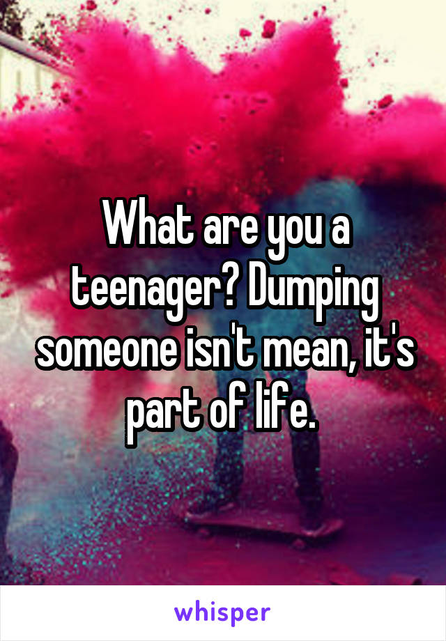 What are you a teenager? Dumping someone isn't mean, it's part of life. 