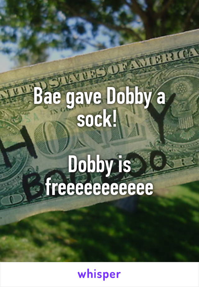 Bae gave Dobby a sock! 

Dobby is freeeeeeeeeee