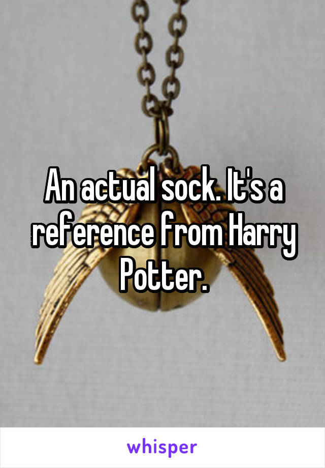 An actual sock. It's a reference from Harry Potter.