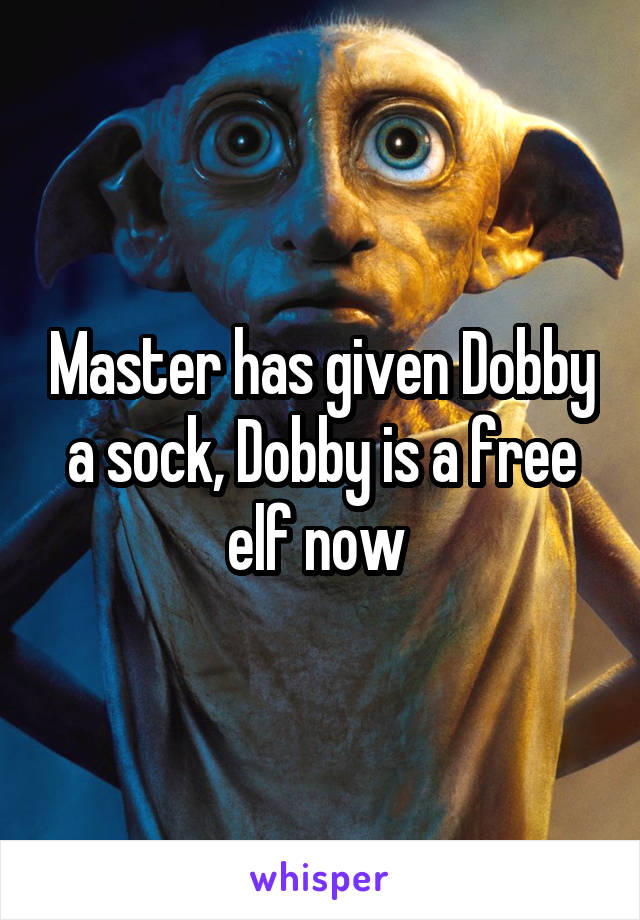 Master has given Dobby a sock, Dobby is a free elf now 