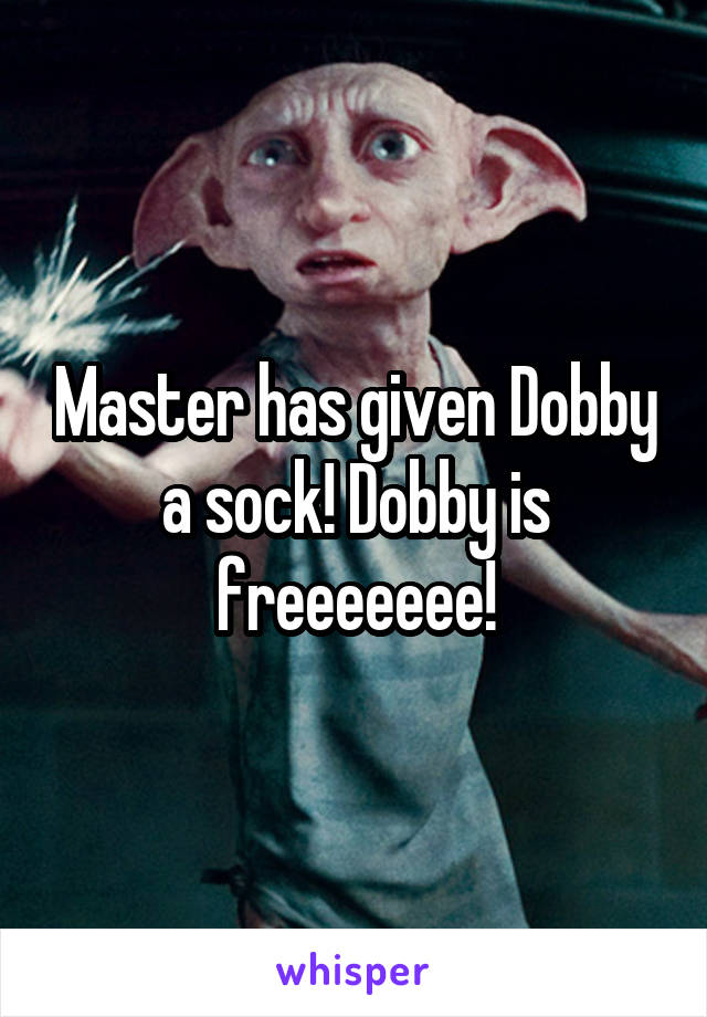 Master has given Dobby a sock! Dobby is freeeeeee!