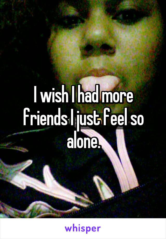 I wish I had more friends I just feel so alone.