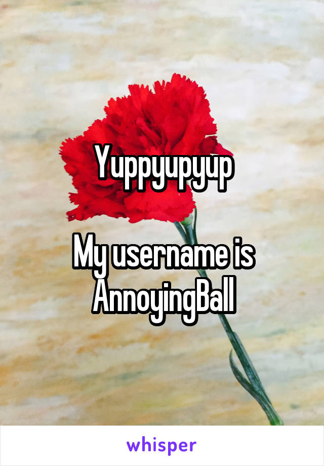 Yuppyupyup

My username is AnnoyingBall