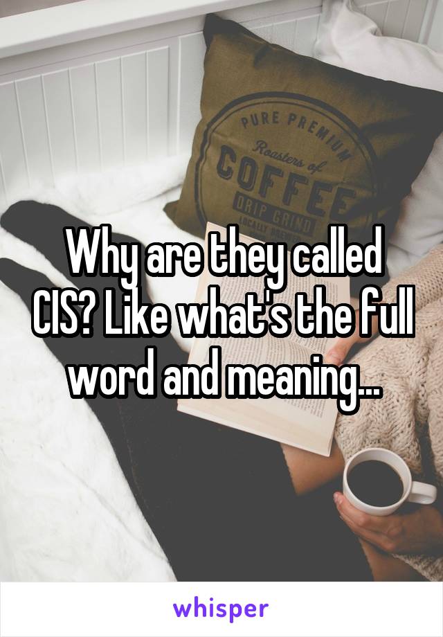 Why are they called CIS? Like what's the full word and meaning...