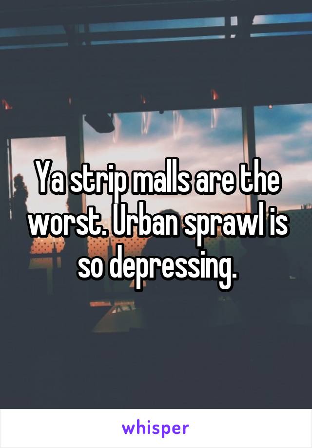 Ya strip malls are the worst. Urban sprawl is so depressing.