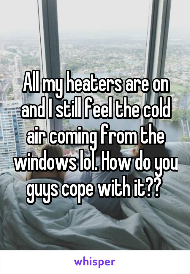 All my heaters are on and I still feel the cold air coming from the windows lol. How do you guys cope with it?? 