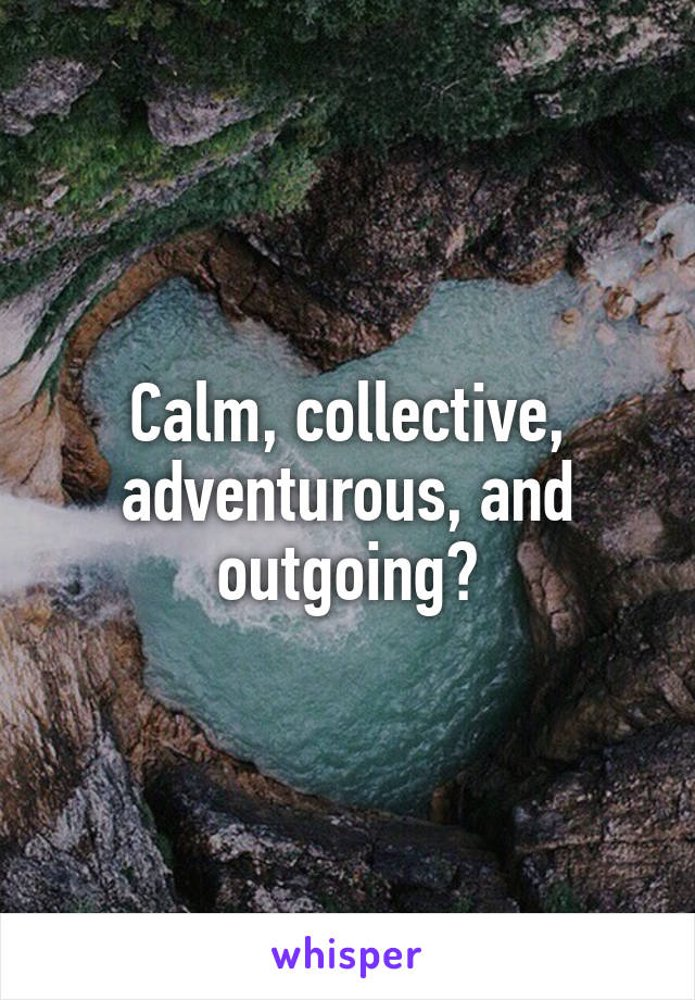 Calm, collective, adventurous, and outgoing?