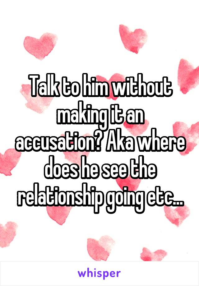 Talk to him without making it an accusation? Aka where does he see the relationship going etc...