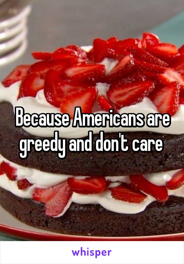 Because Americans are greedy and don't care 