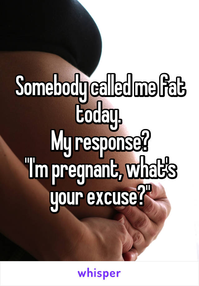 Somebody called me fat today. 
My response?
"I'm pregnant, what's your excuse?"