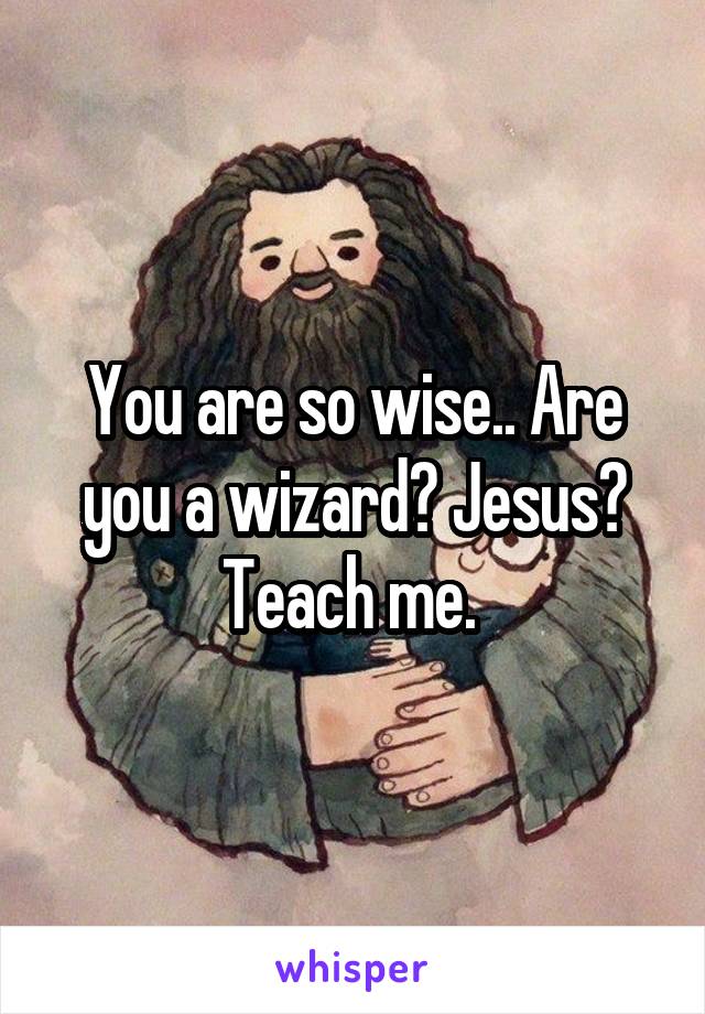 You are so wise.. Are you a wizard? Jesus? Teach me. 
