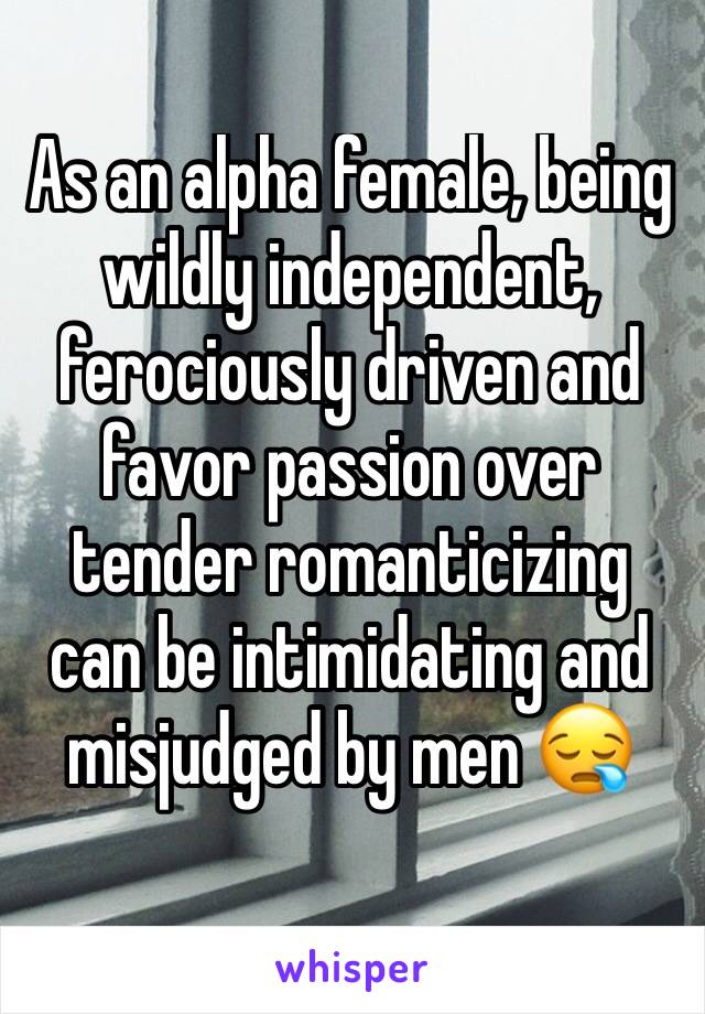 As an alpha female, being wildly independent, ferociously driven and favor passion over tender romanticizing can be intimidating and misjudged by men 😪