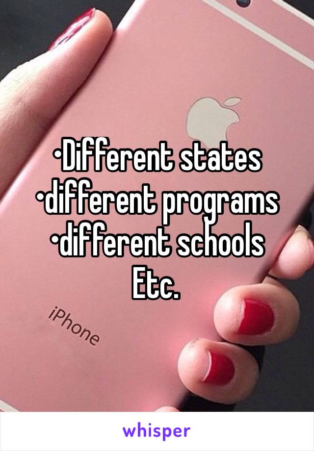 •Different states
•different programs 
•different schools
Etc.