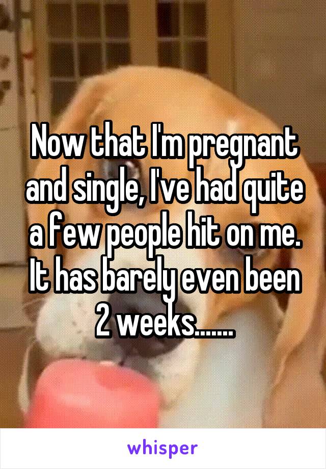 Now that I'm pregnant and single, I've had quite a few people hit on me. It has barely even been 2 weeks.......