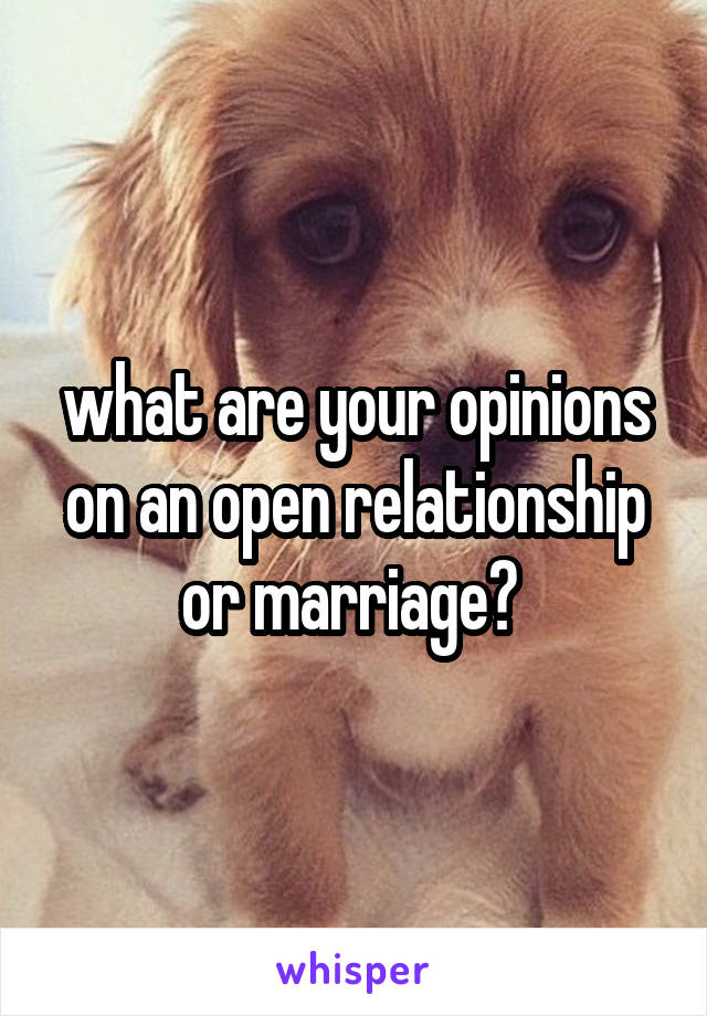 what are your opinions on an open relationship or marriage? 