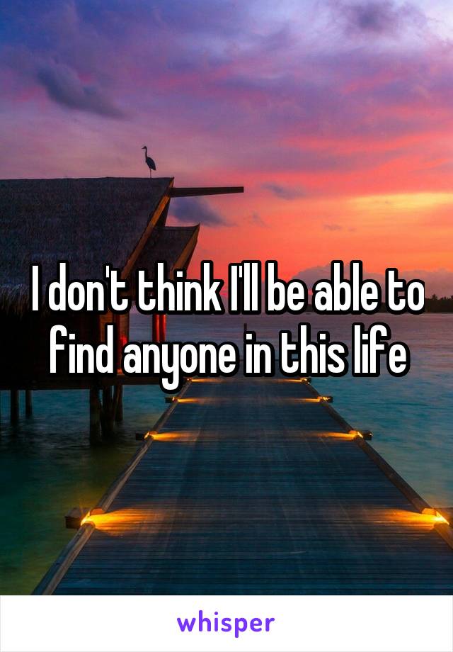 I don't think I'll be able to find anyone in this life