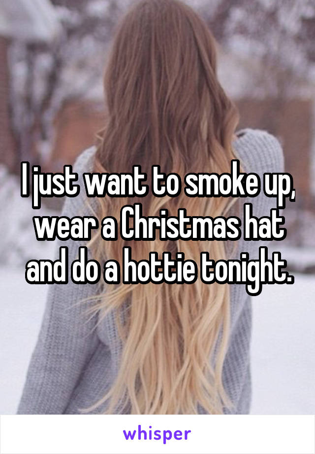 I just want to smoke up, wear a Christmas hat and do a hottie tonight.