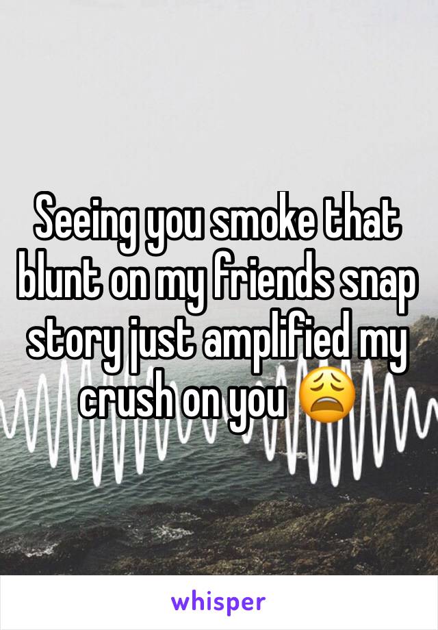Seeing you smoke that blunt on my friends snap story just amplified my crush on you 😩