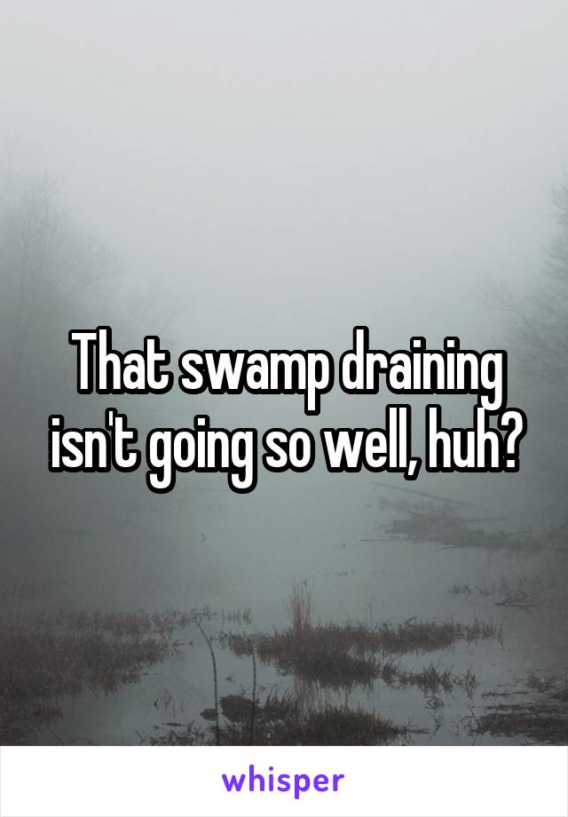 That swamp draining isn't going so well, huh?