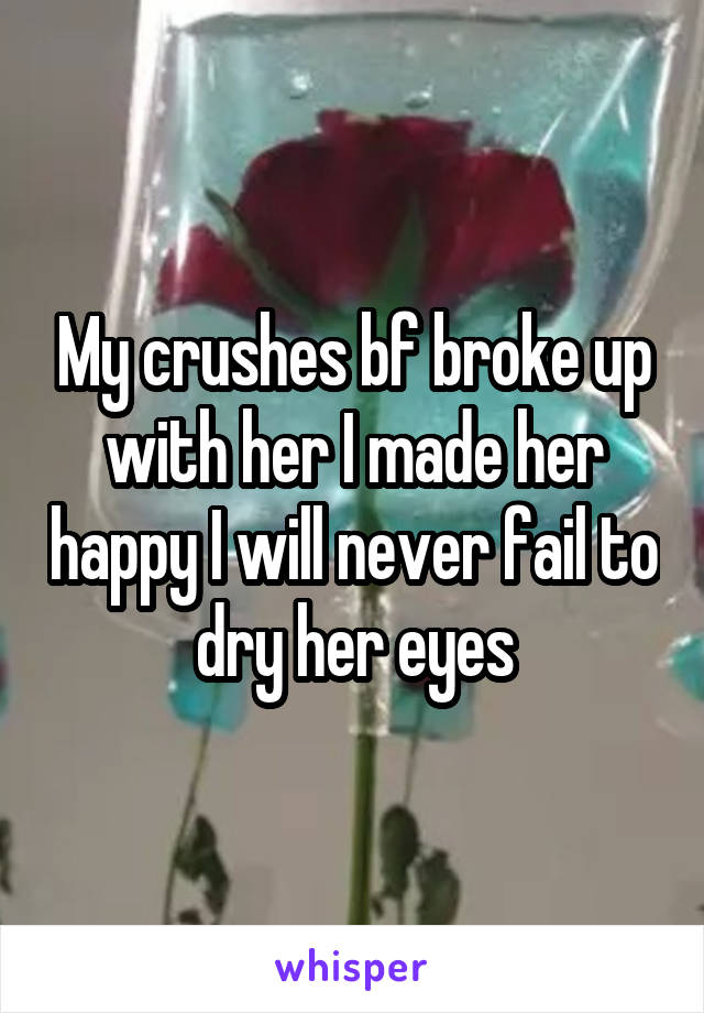 My crushes bf broke up with her I made her happy I will never fail to dry her eyes