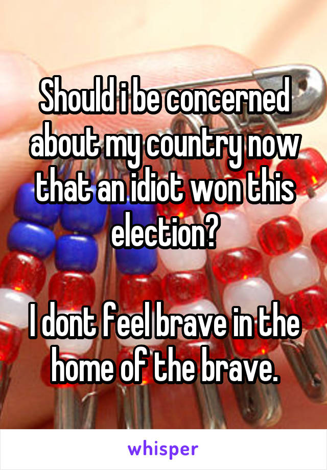 Should i be concerned about my country now that an idiot won this election?

I dont feel brave in the home of the brave.