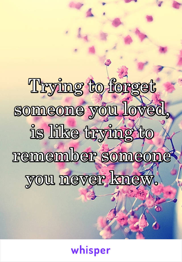 Trying to forget someone you loved, is like trying to remember someone you never knew.