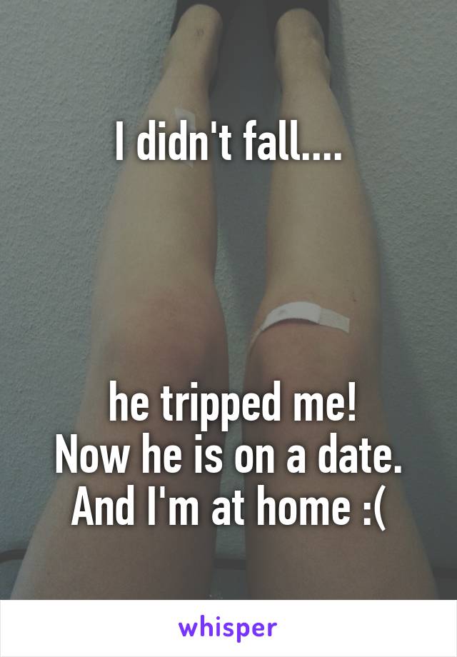 I didn't fall....




 he tripped me!
Now he is on a date.
And I'm at home :(