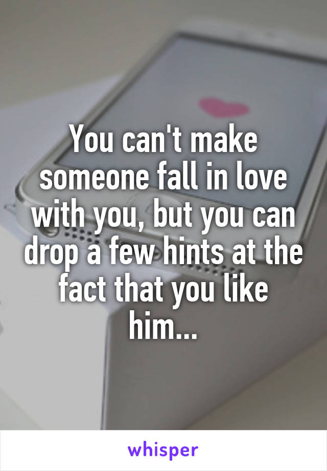 You can't make someone fall in love with you, but you can drop a few hints at the fact that you like him...