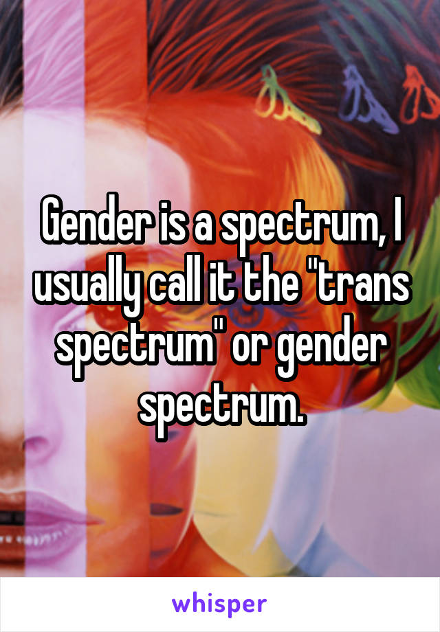 Gender is a spectrum, I usually call it the "trans spectrum" or gender spectrum.