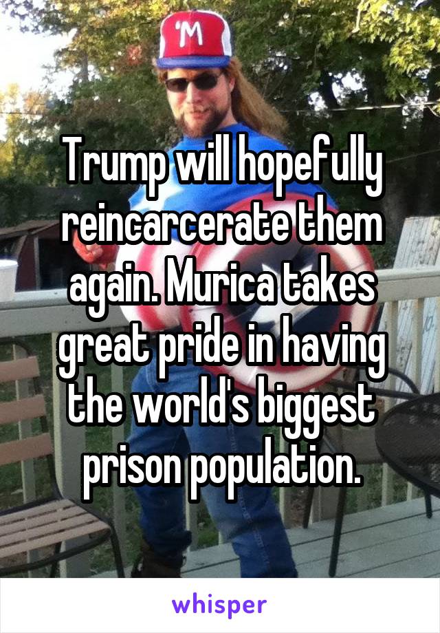 Trump will hopefully reincarcerate them again. Murica takes great pride in having the world's biggest prison population.