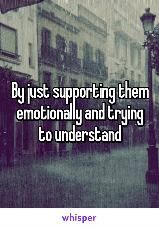 By just supporting them emotionally and trying to understand