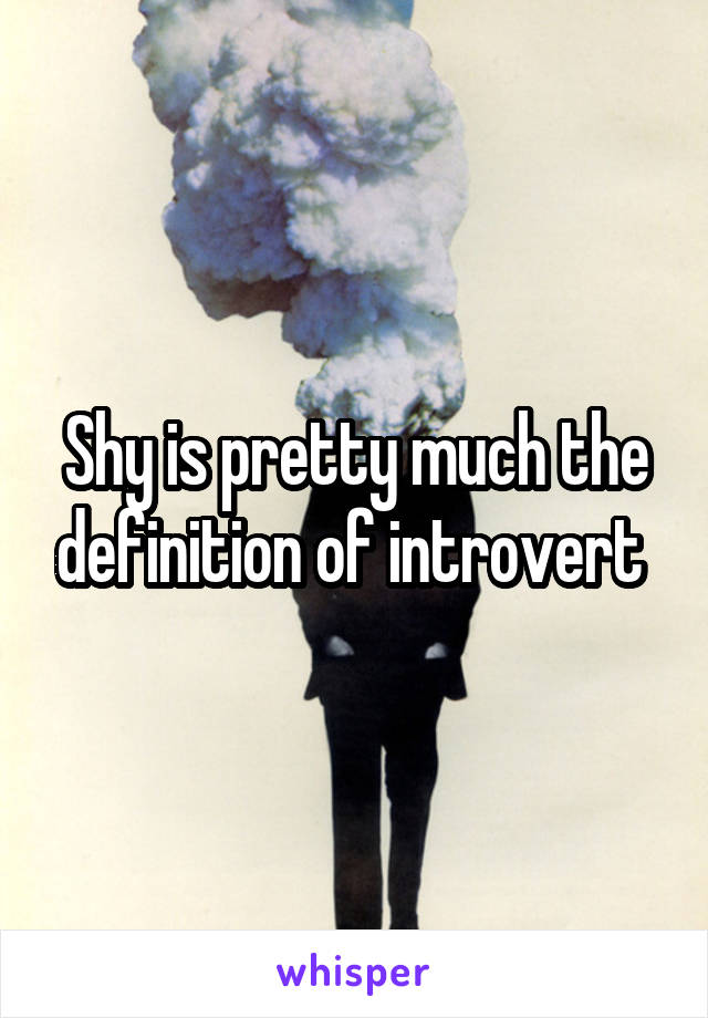 Shy is pretty much the definition of introvert 