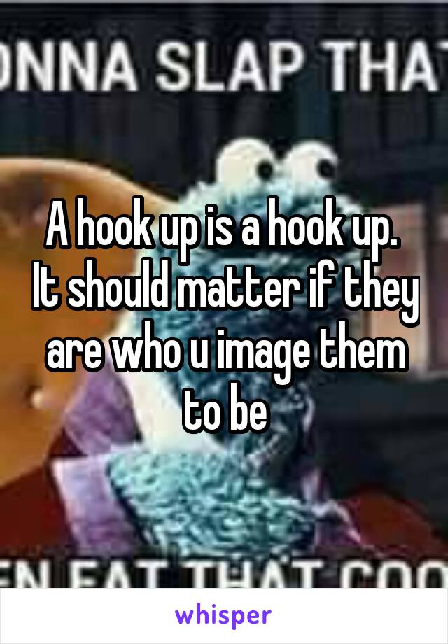 A hook up is a hook up.  It should matter if they are who u image them to be