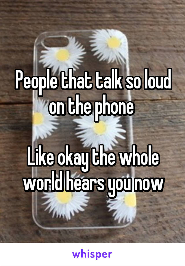 People that talk so loud on the phone 

Like okay the whole world hears you now