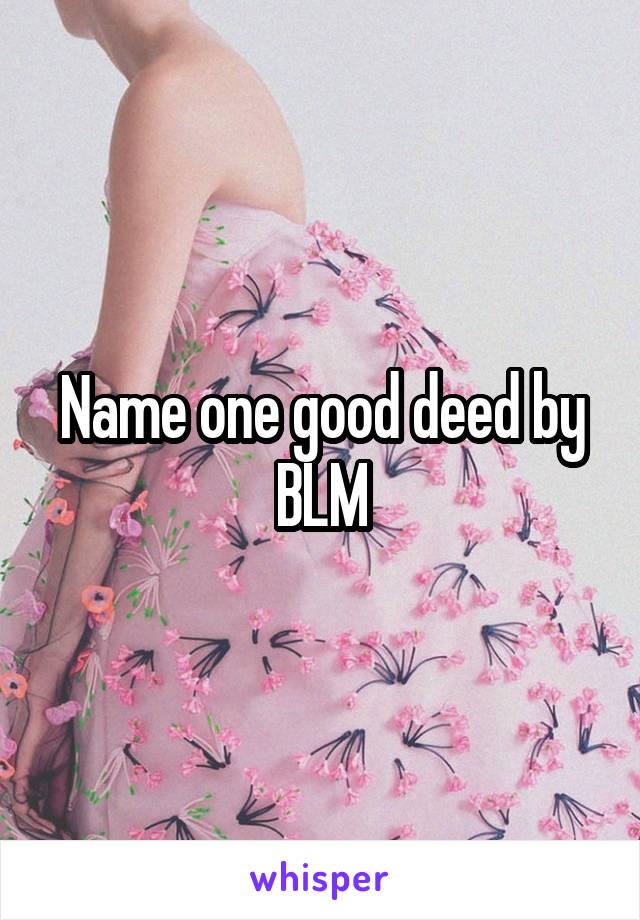 Name one good deed by BLM