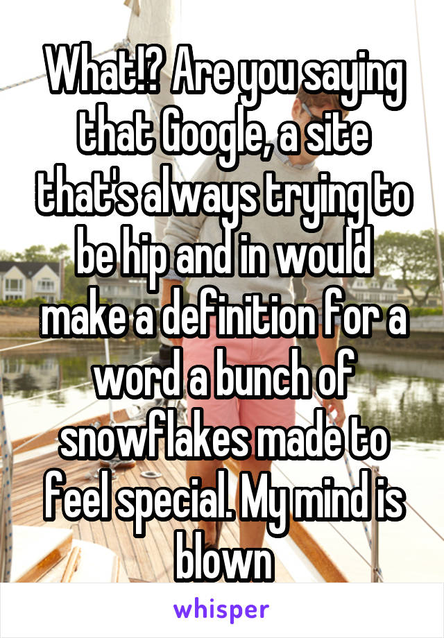 What!? Are you saying that Google, a site that's always trying to be hip and in would make a definition for a word a bunch of snowflakes made to feel special. My mind is blown