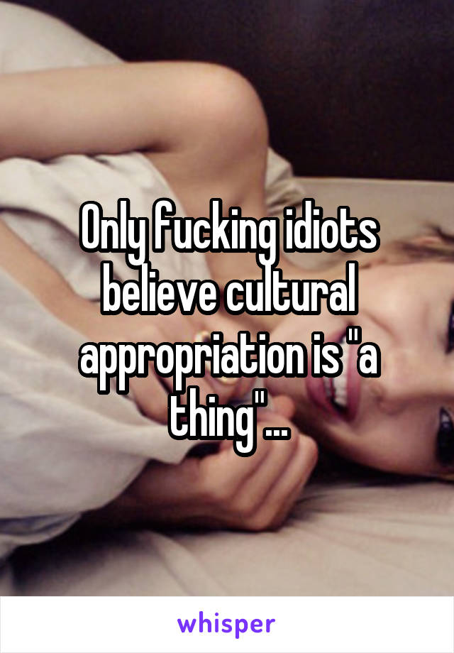Only fucking idiots believe cultural appropriation is "a thing"...