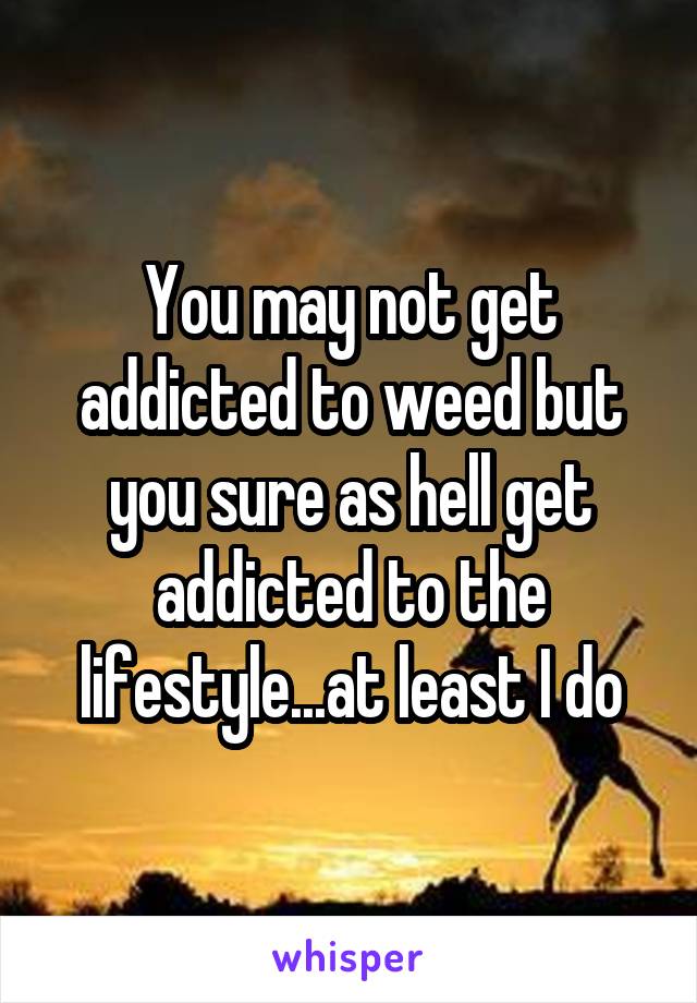 You may not get addicted to weed but you sure as hell get addicted to the lifestyle...at least I do