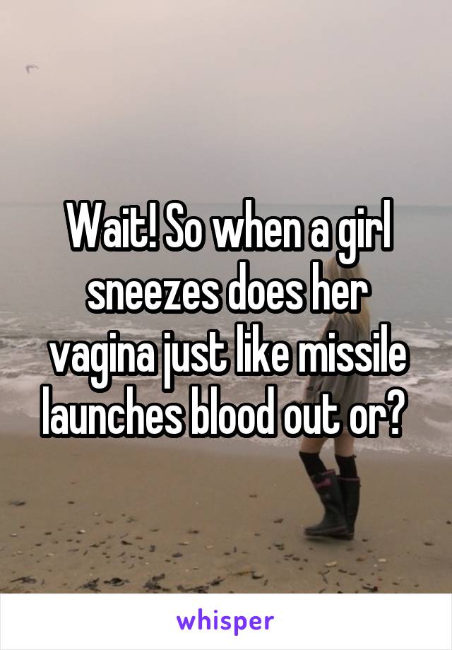 Wait! So when a girl sneezes does her vagina just like missile launches blood out or? 