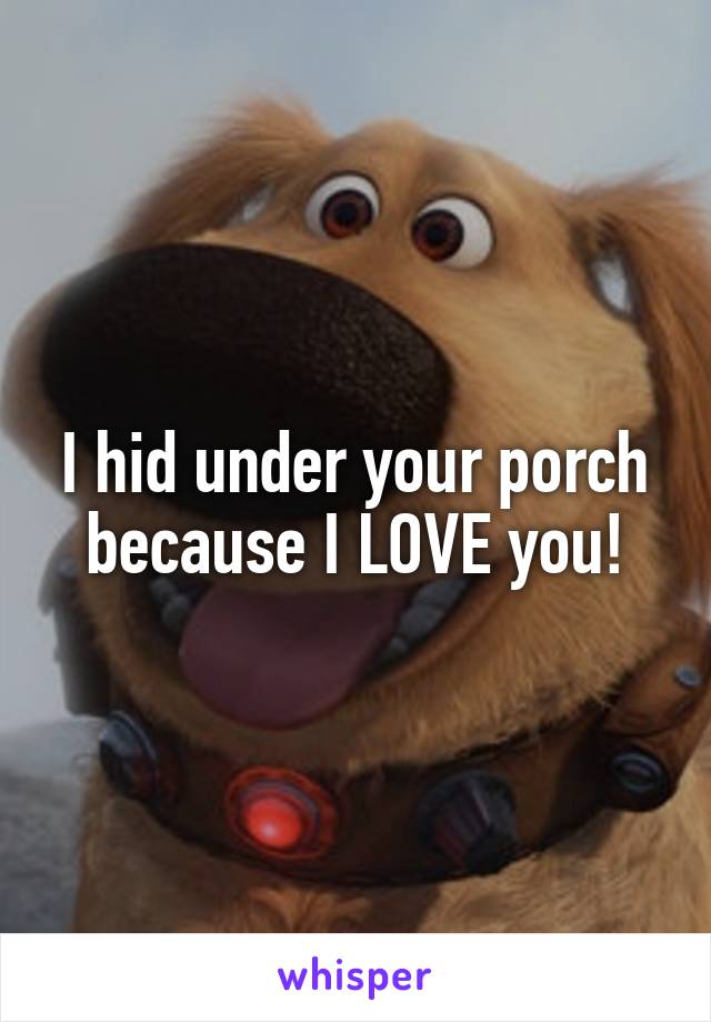 I hid under your porch because I LOVE you!