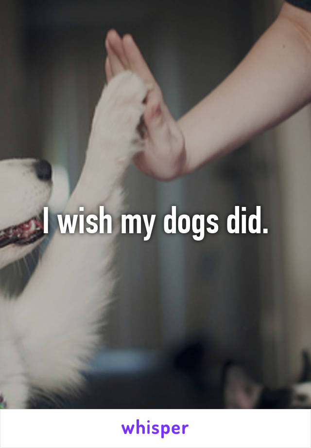 I wish my dogs did.