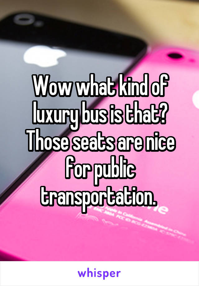 Wow what kind of luxury bus is that? Those seats are nice for public transportation. 