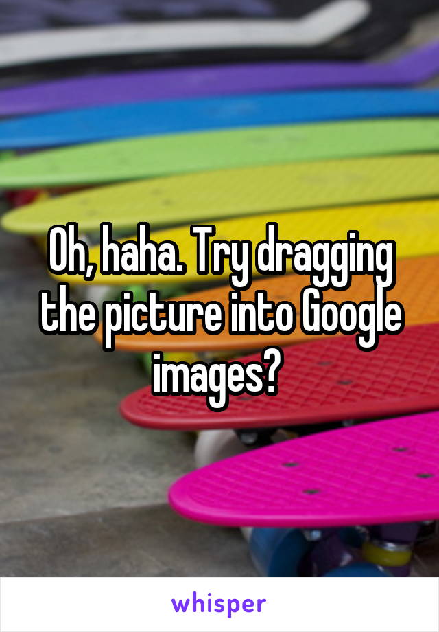 Oh, haha. Try dragging the picture into Google images? 