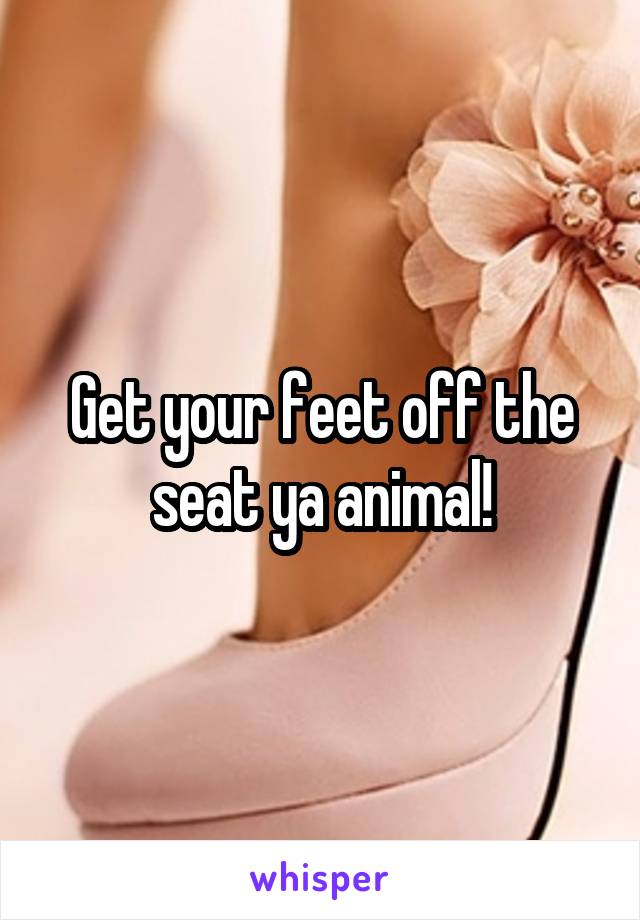Get your feet off the seat ya animal!