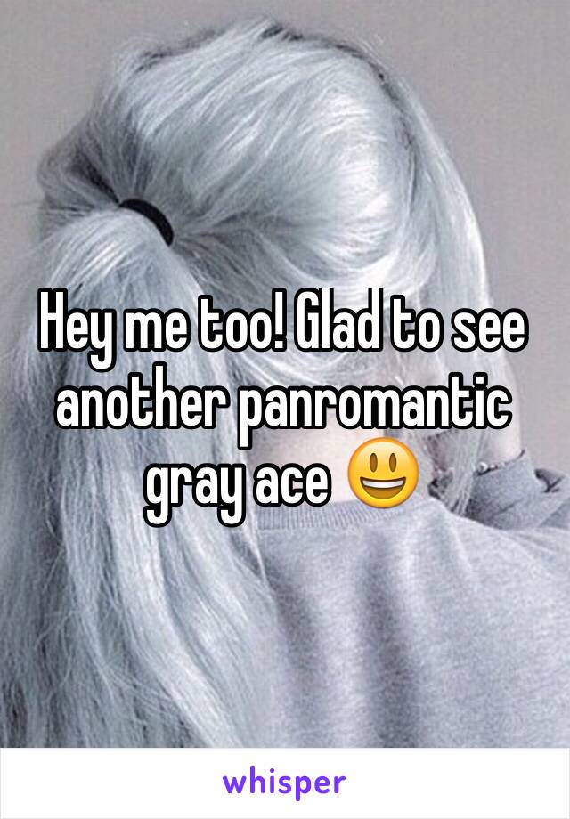 Hey me too! Glad to see another panromantic gray ace 😃