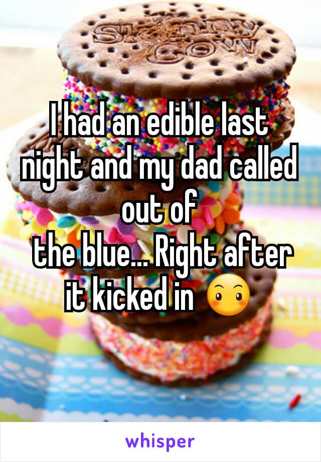 I had an edible last night and my dad called out of
 the blue... Right after it kicked in 😶