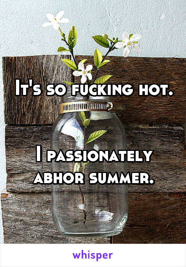 It's so fucking hot. 

I passionately abhor summer.