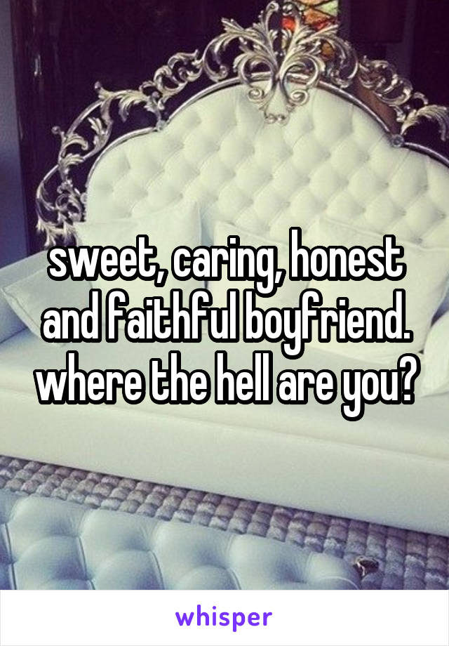 sweet, caring, honest and faithful boyfriend. where the hell are you?