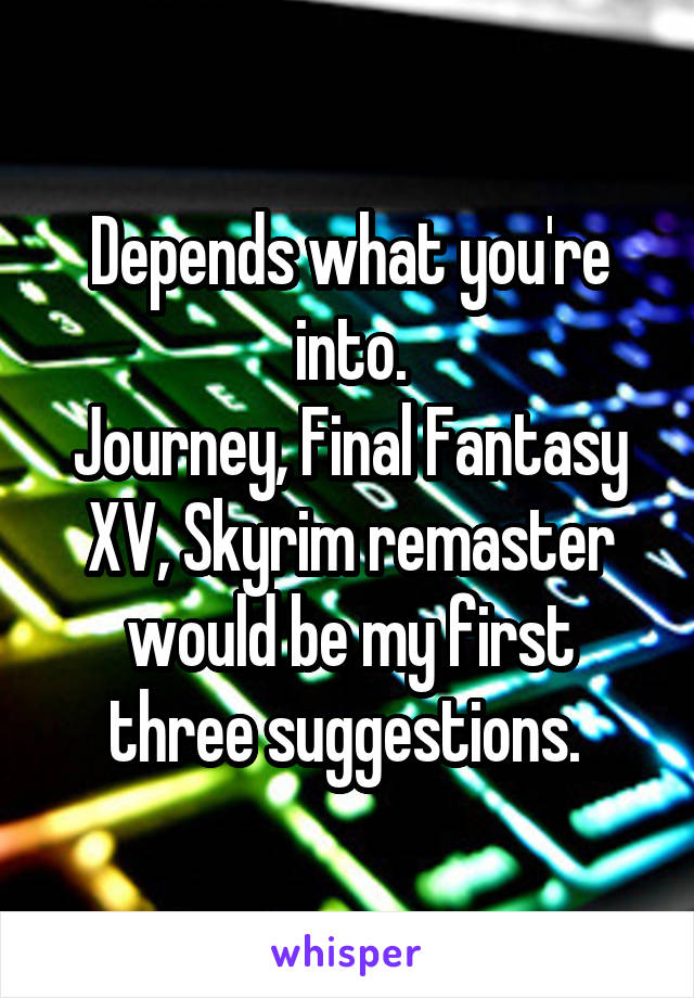 Depends what you're into.
Journey, Final Fantasy XV, Skyrim remaster would be my first three suggestions. 