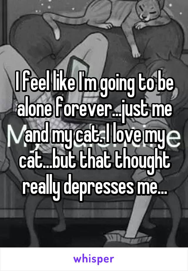 I feel like I'm going to be alone forever...just me and my cat. I love my cat...but that thought really depresses me...